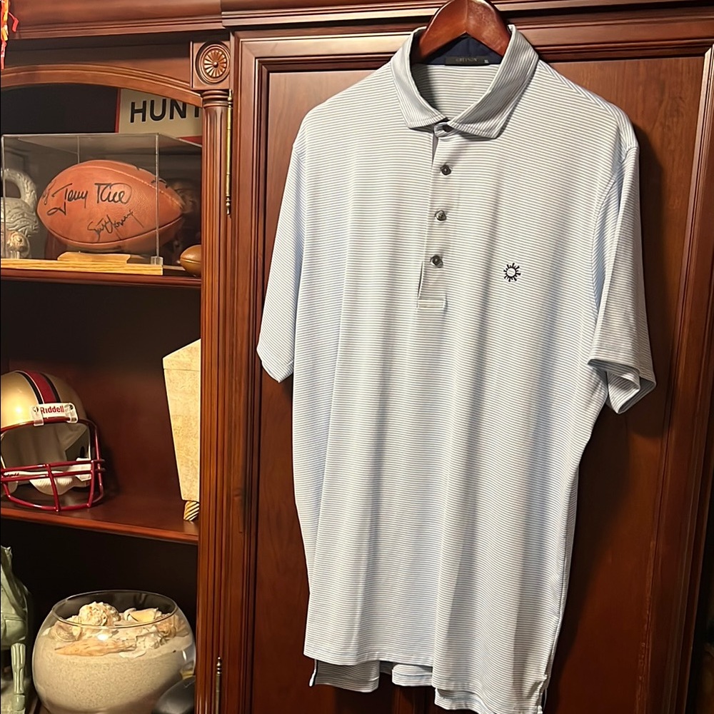 Like New Greyson Light Blue & White Performance Stretch Tennis Golf Polo Shirt! - Picture 4 of 11